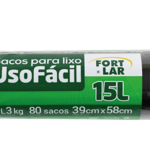 Saco de Lixo Fort 15l Usofacil C/80