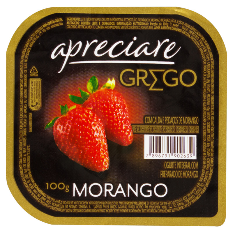 Iogurte Grego Apreciare 100g Morango é aqui na Barcelos